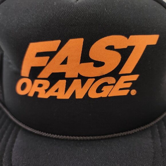 Fast Orange Vintage Black Trucker Hat Snapback Cap Mesh 1980s Hand Cleaner - Picture 3 of 9